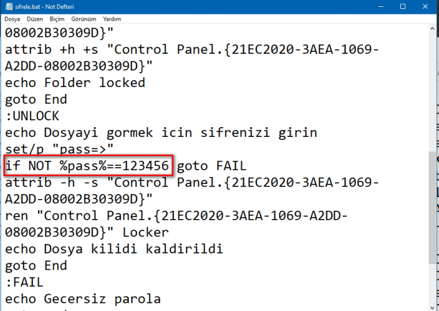 Programsız dosya şifreleme dosya şifreleme
