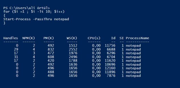 Powershell ile bir programı birden fazla kez açma