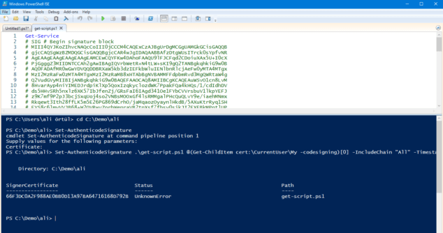 Powershell Set-AuthenticodeSignature Powershell Set-AuthenticodeSignature