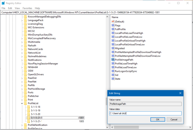 Windows user profile silme Windows user profile silme